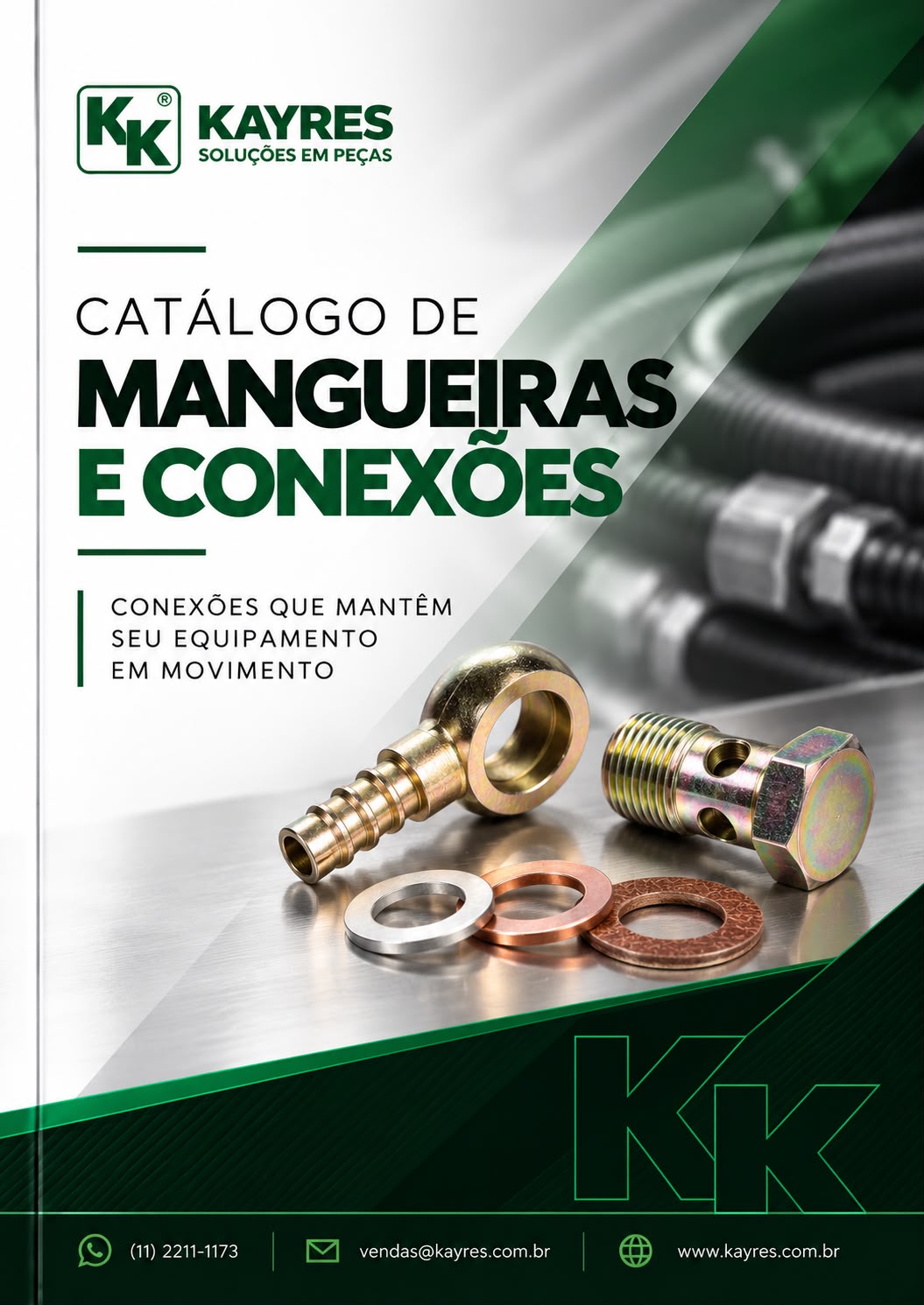 Capa do catálogo de Mangueiras e conexões Kayres